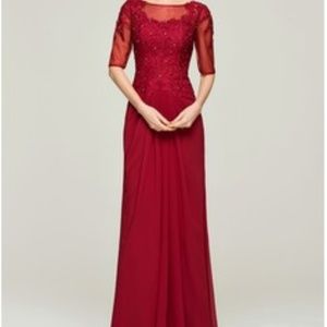 Formal Chiffon Dress - Burgundy